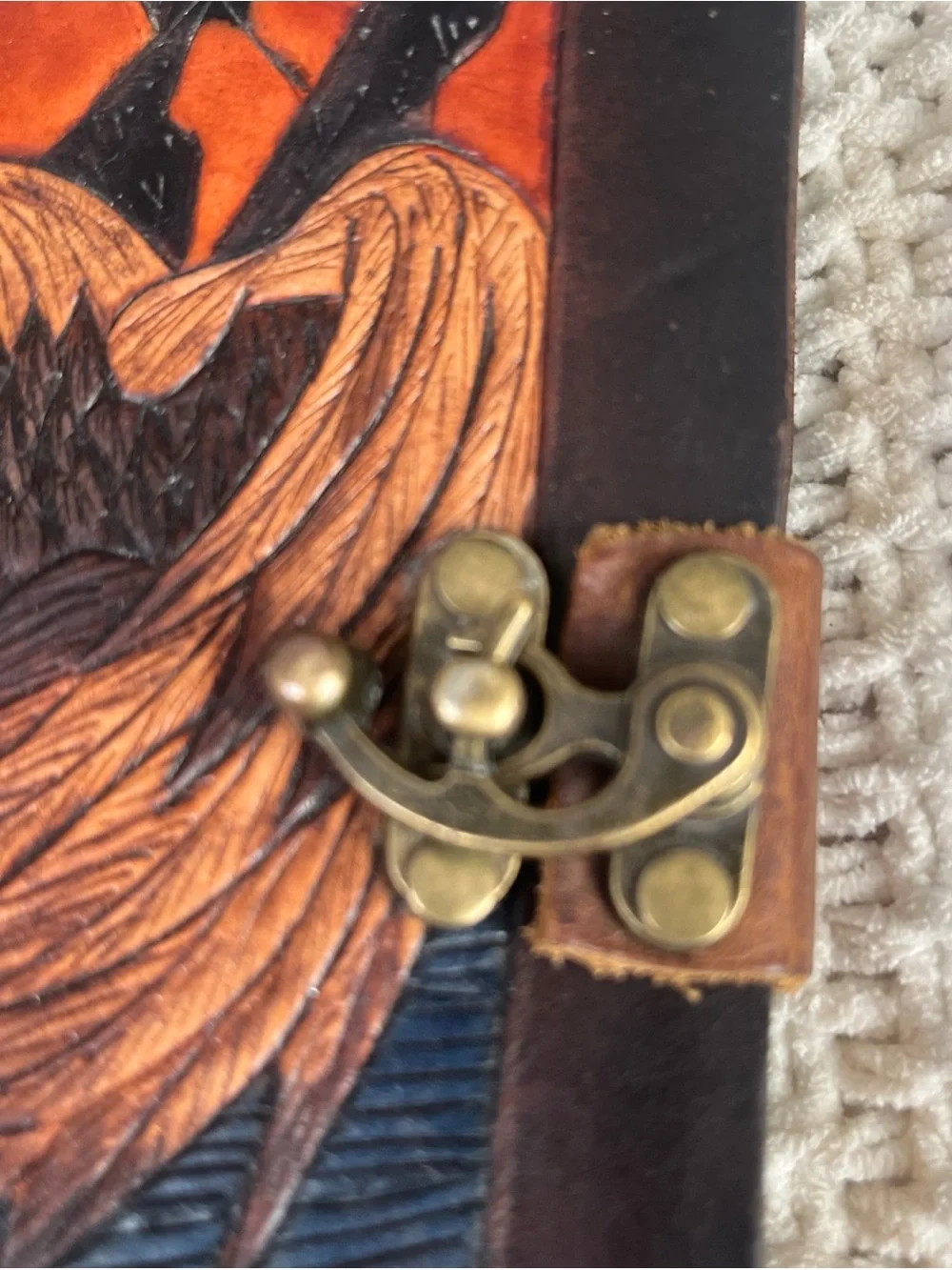 Handmade Paper Leather Emboss Owl Drawing Sketch Pad Journal Diary Boho w/clasp